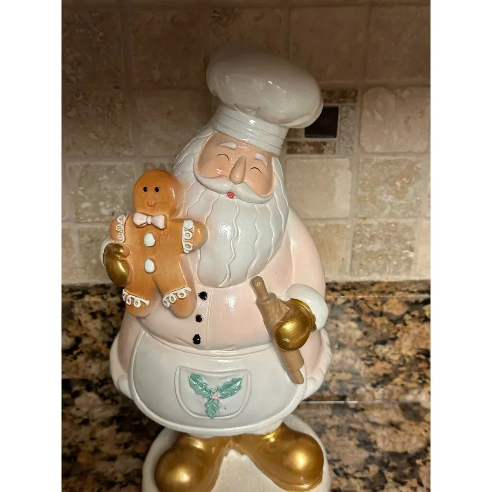 Pink santa gingerbread baker‎ christmas statue